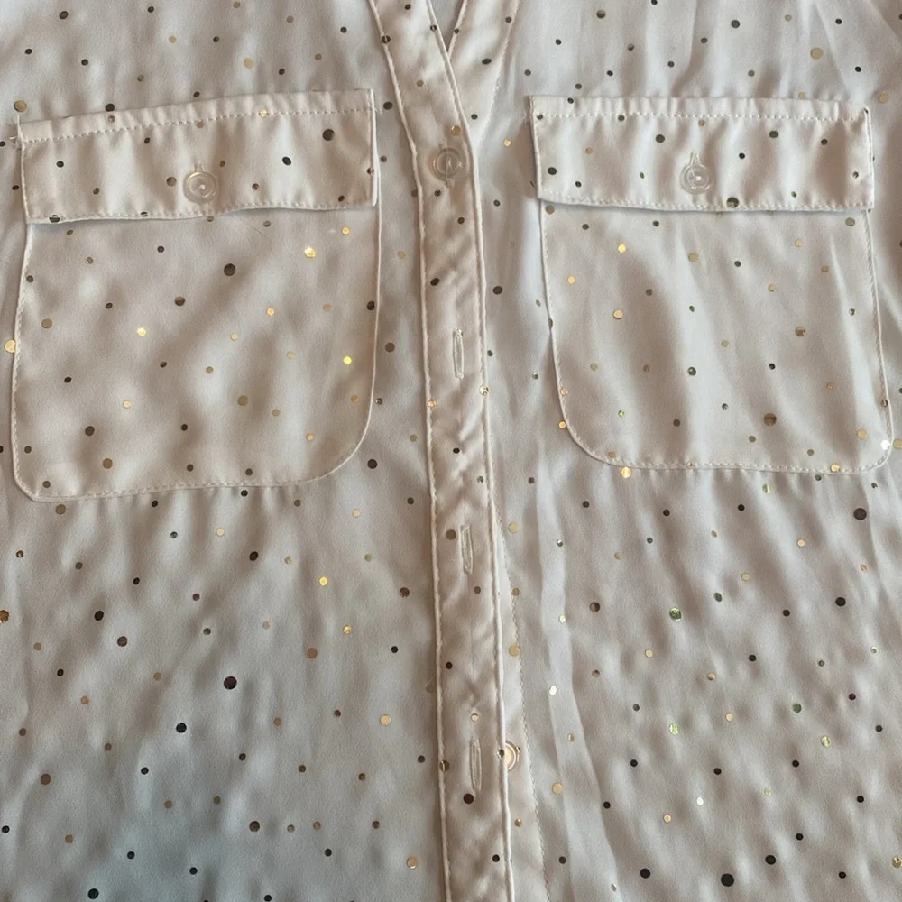 Coral Bay White Blouse with Gold polkadot blouse 🆕 - Picture 3 of 11